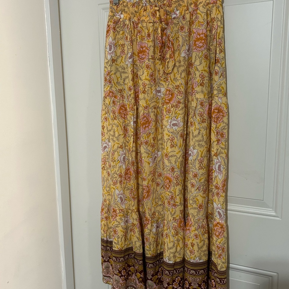 Flowy Yellow Floral Maxi Skirt